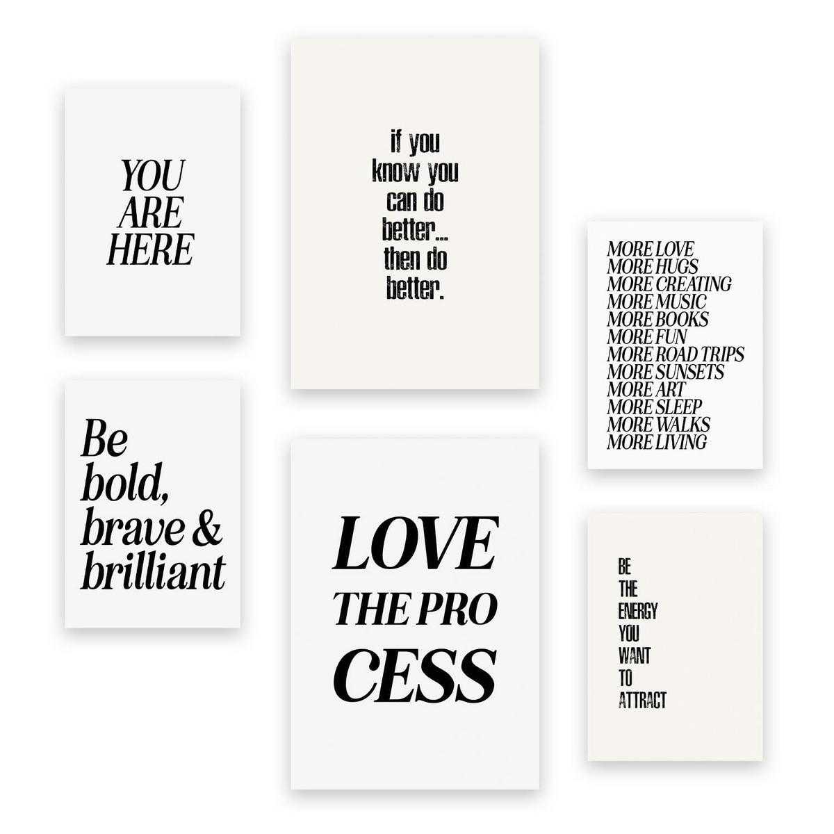 POSTER Set Mit 6 Ermordung Von Zitat In Vielseitiger Stil A3 & A4 Rahmenlos - Klar, Papier (29/3cm) - Nacnic