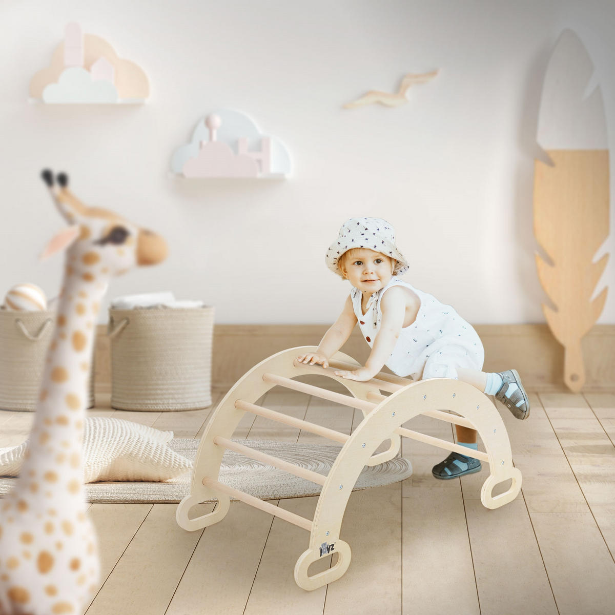 KINDER-KLETTERGERÜST - Braun, Holz (52/45.5/89cm) - Joyz