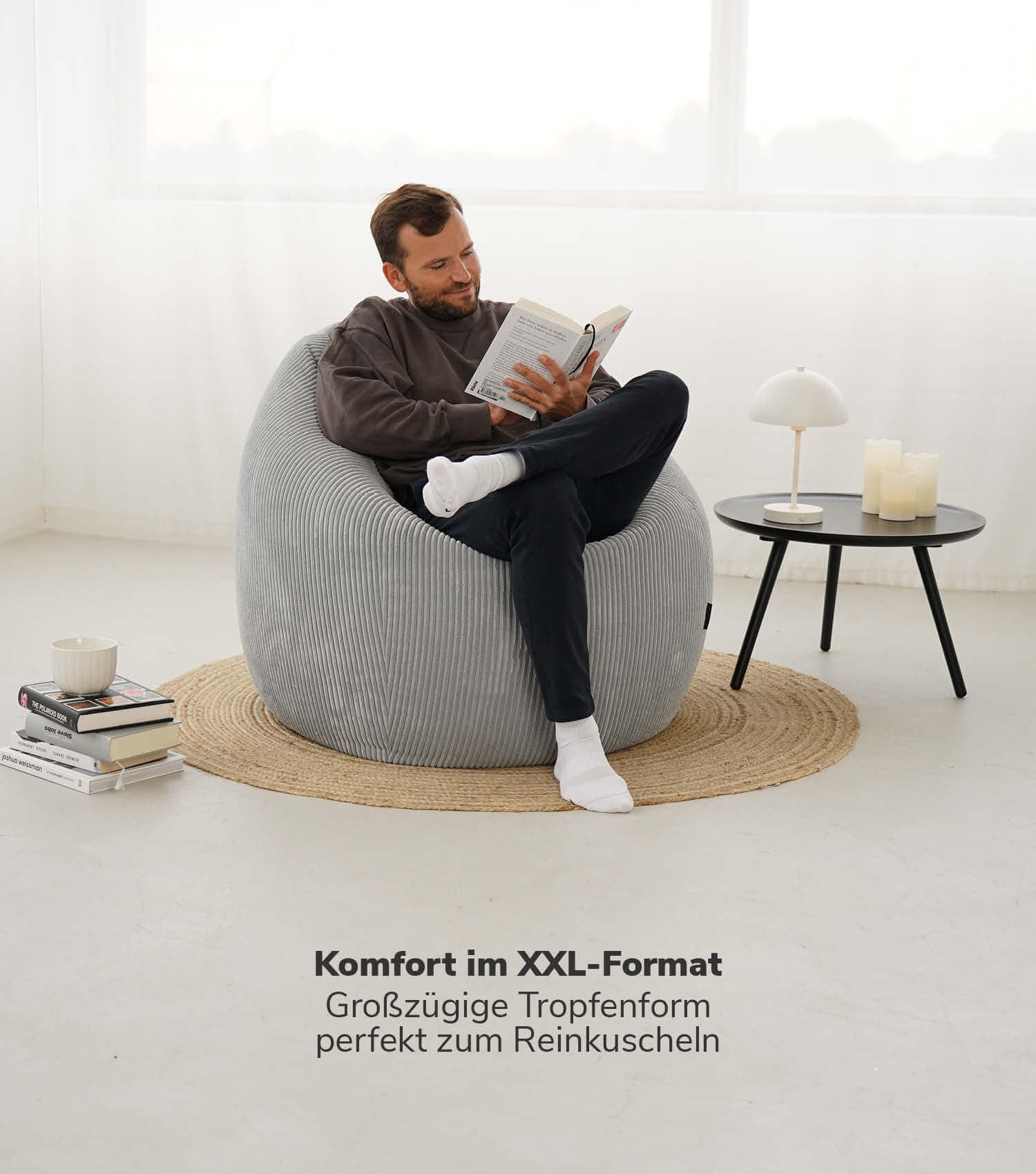 SITZSACK Cord Der Tagträumer - Grau, Textil (80/130/80cm) - Mokebo