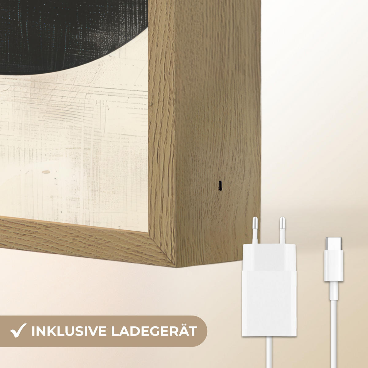 NÁSTĚNNÁ LAMPA S AKUMULÁTOREM Abstraktní - Moderní - Černá - Zlatá 30x40 cm - písková barva, kompozitní dřevo (30/40/8cm) - OnlyWow