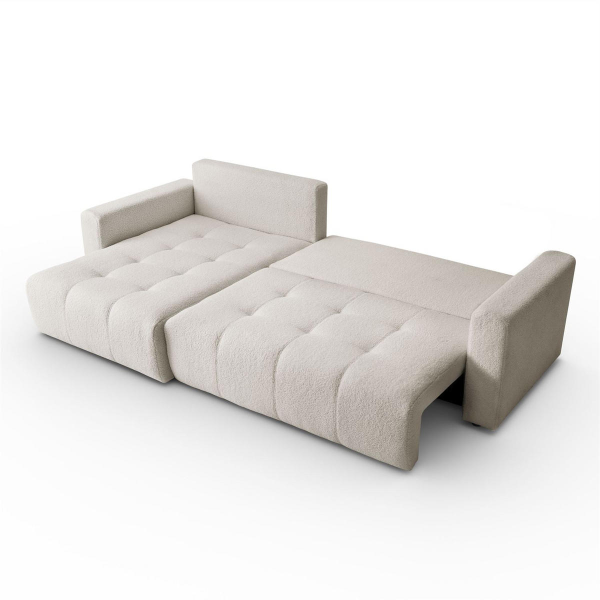 ECKSOFA VIENNA Stil Bettkasten und Funktionalität Bouclé Ecru Links - Ecru, Holz (143/261cm) - Kaiser Möbel