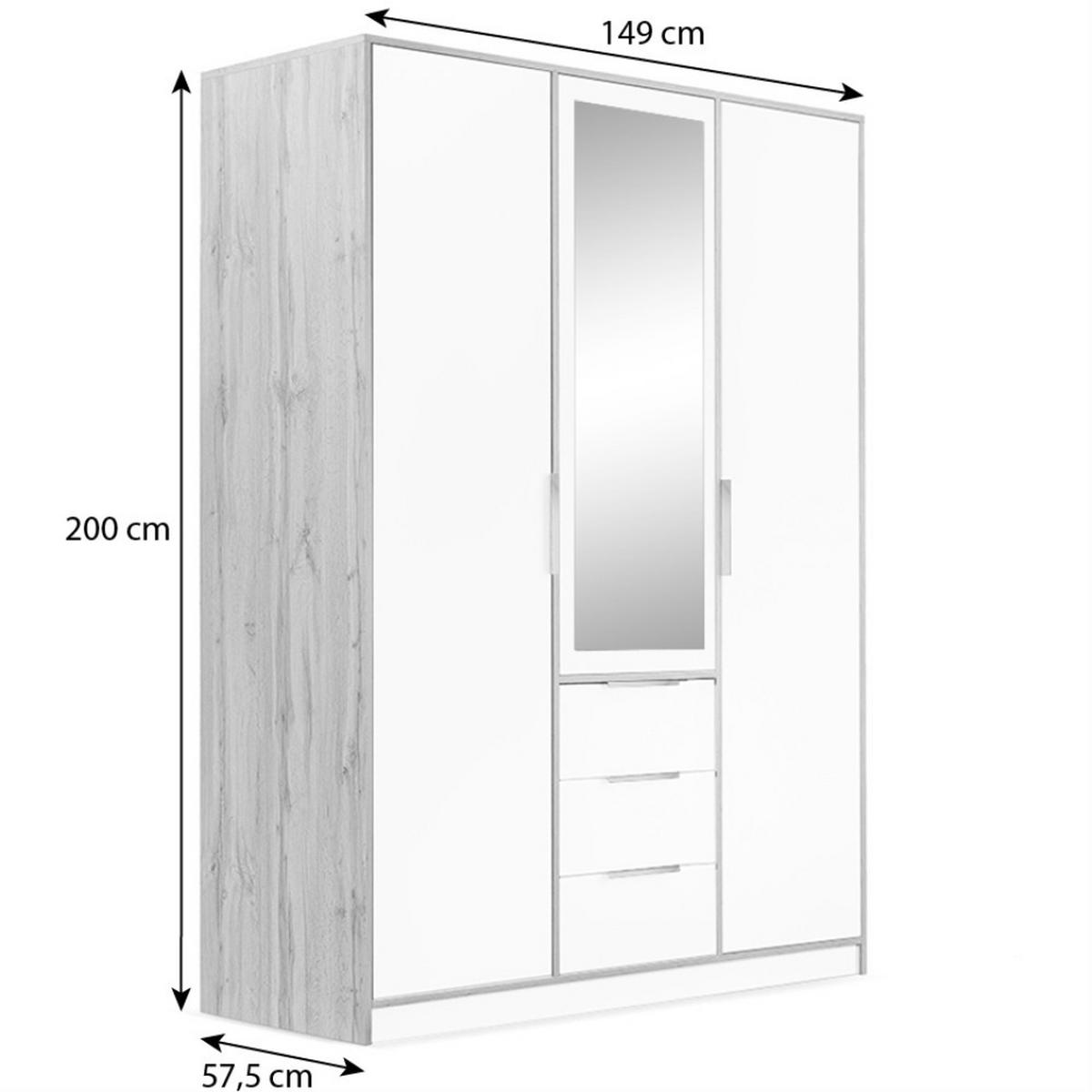 DREHTÜRENSCHRANK Livo mit 3 Türen und 3 Schubladen, kaschmir+eiche Wotan, 150 cm - Kaschmir/Eiche Wotan, Holzwerkstoff (150/200/57cm) - Beautysofa