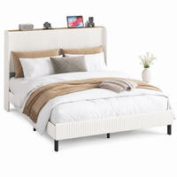 POLSTERBETT 160/200 cm in Beige & Creme Cord mit Kanal-Kopfteil - Beige, Holzwerkstoff/Textil (160/200cm) - CHICFURN