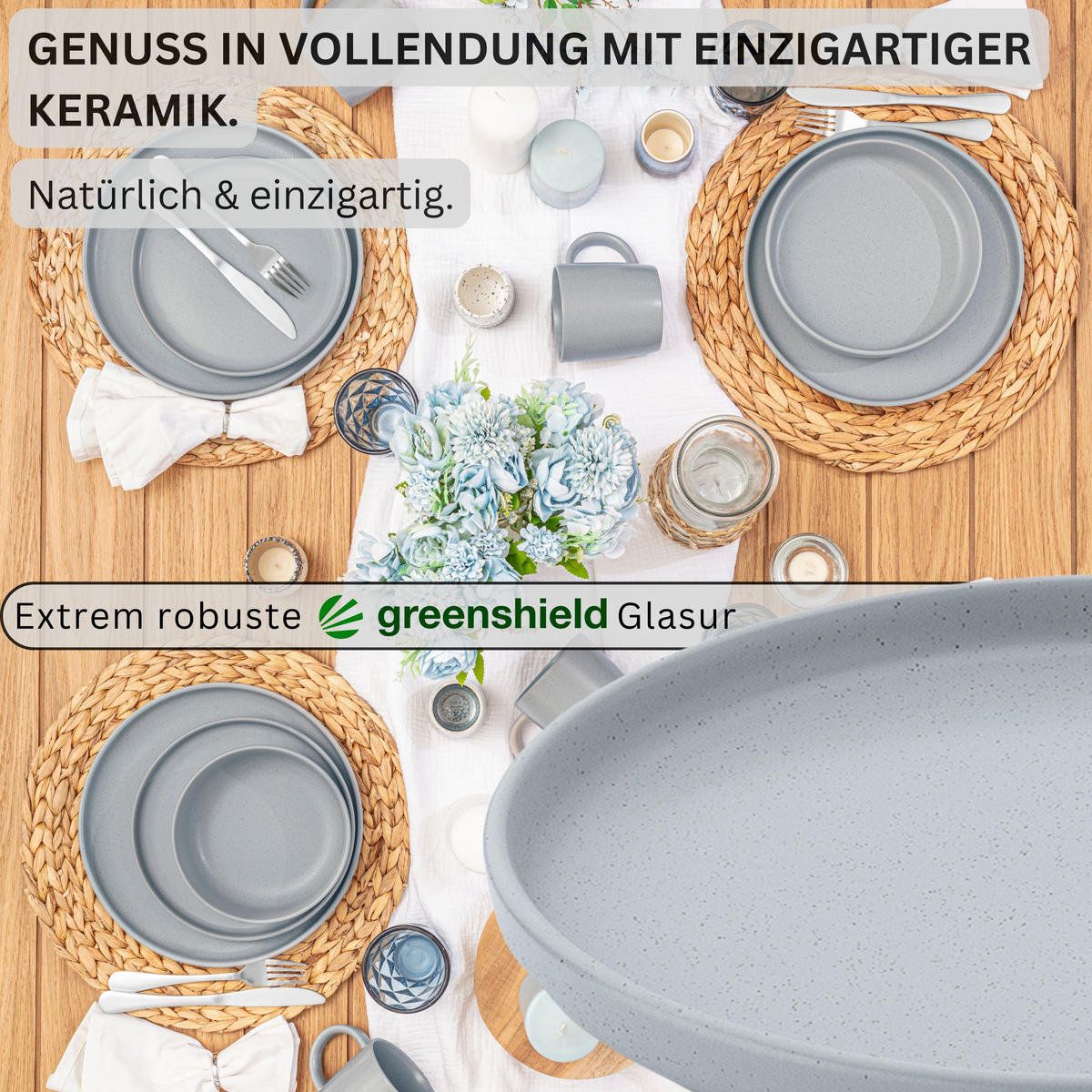 DESSERTTELLER LEEDS STERLING - 6 teilig aus Steingut - Hellgrau, Stein (20.5cm) - Sänger