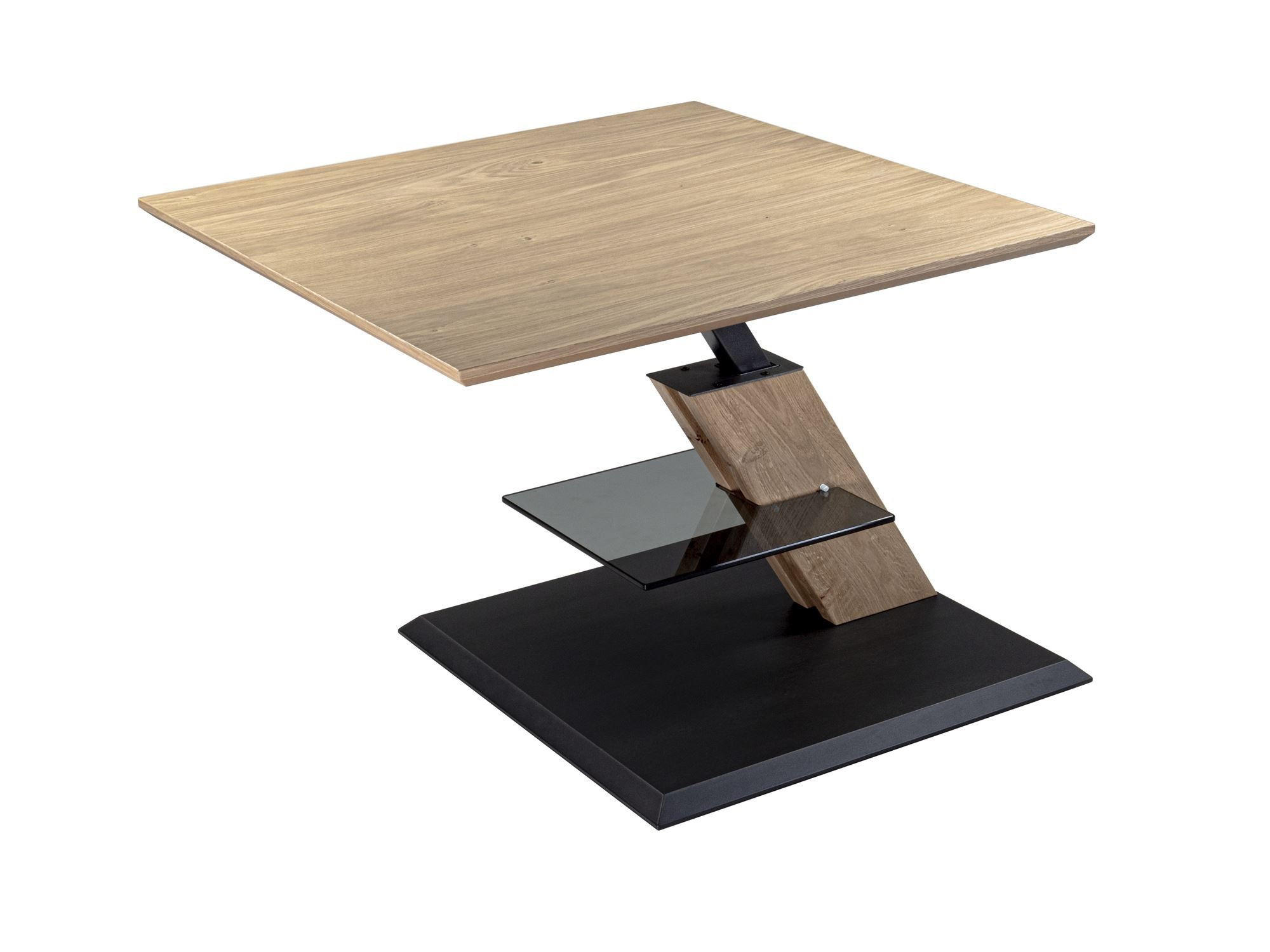 FUNKTIONSTISCH Celie 75x75x45 höhenverstellbar Wildeiche Bianco - Wildeiche/Schwarz, Holz (75/75/45cm) - 58aufmkessel