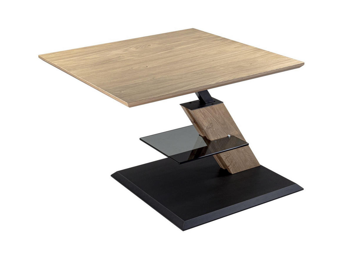 FUNKTIONSTISCH Celie 75x75x45 höhenverstellbar Wildeiche Bianco - Wildeiche/Schwarz, Holz (75/75/45cm) - 58aufmkessel