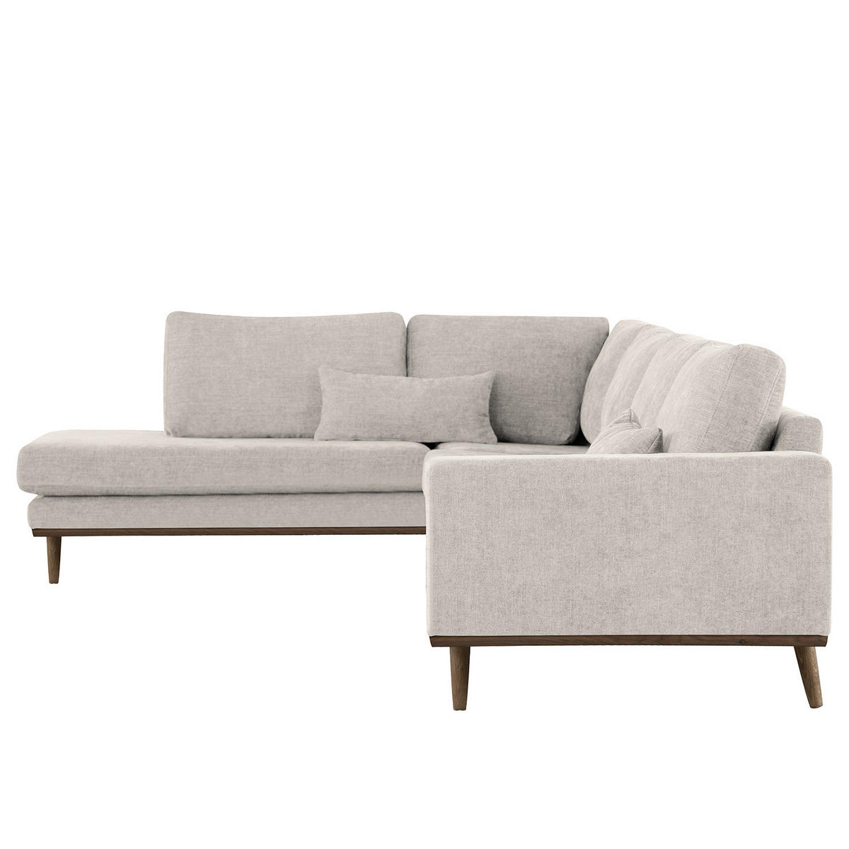 ECKSOFA mit Ottomane - Eichefarben/Grau, Eichenholz/Textil (287/219cm) - home24