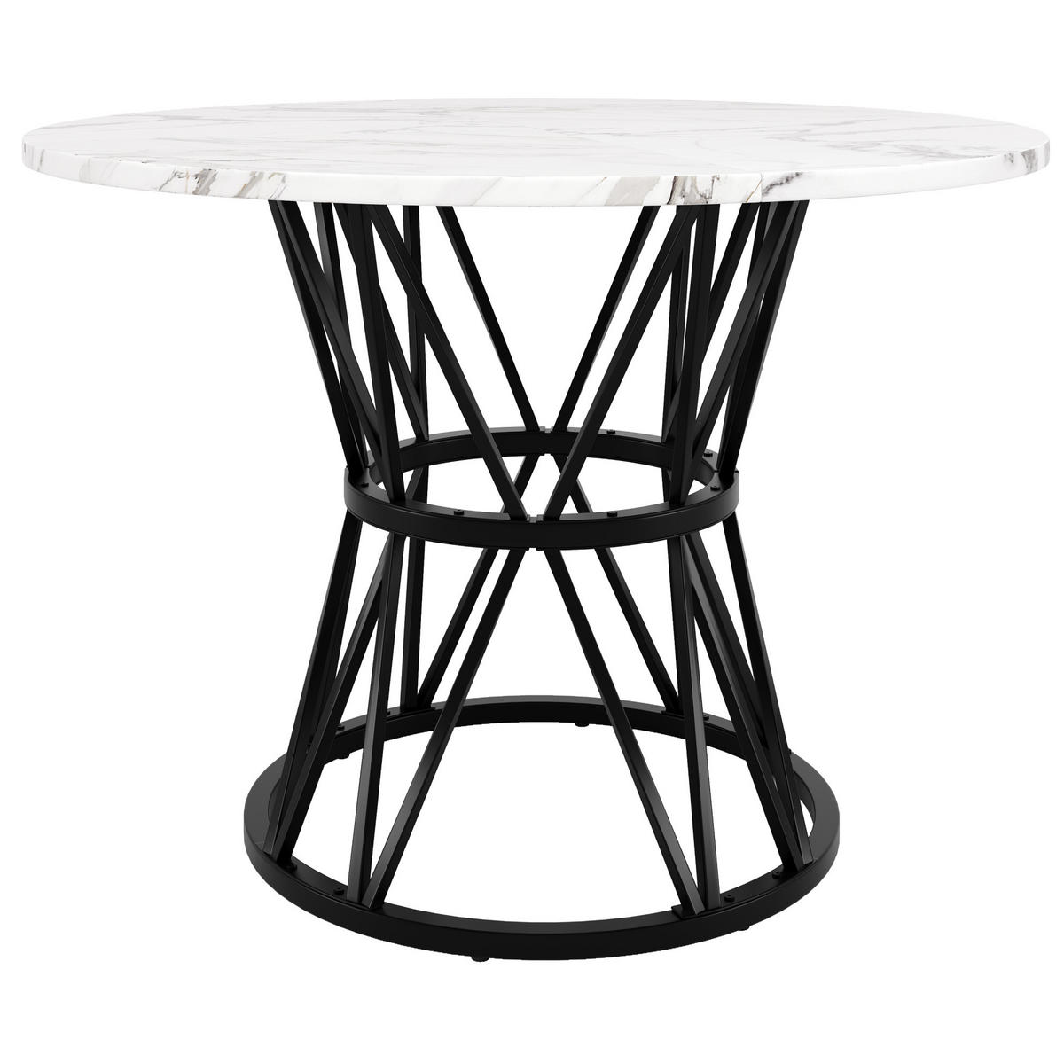 JEDÁLENSKÝ stôl okrúhly 100/100/76 cm čierny MDF s mramorovým dekorom - čierna, kompozitné drevo (100/100/76cm) - BEAOK