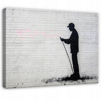 BILDER Abstrakt Banksy Grau Modern Wohnzimmer 60x40 - Grau, Holzwerkstoff (60/40cm) - Wallarena