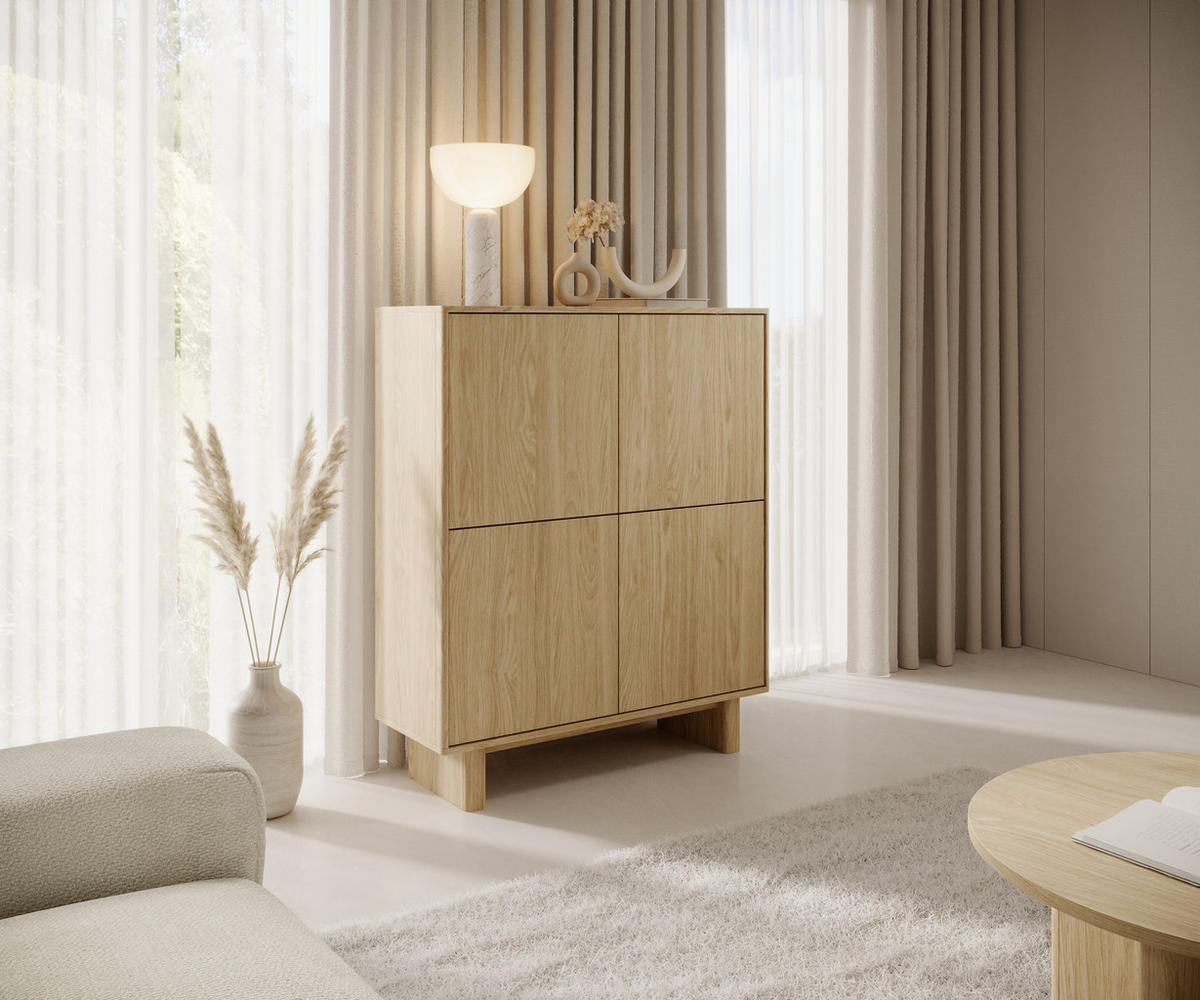 KOMMODE: geölte Eiche, 103,5 x 124,2 x 38,1 cm - Eichefarben, Holzwerkstoff (103.5/124.2/38.1cm) - 3XE LIVING
