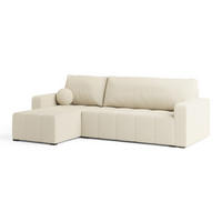 ECKSOFA VOLIRA Creme Boucle-Stoff mit Schlaffunktion - Creme, Holz (230/143cm) - MASSENO