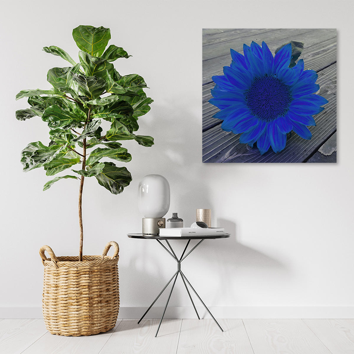 WANDBILD blaue sonnenblume - Blau, Textil (40/40cm) - Feeby