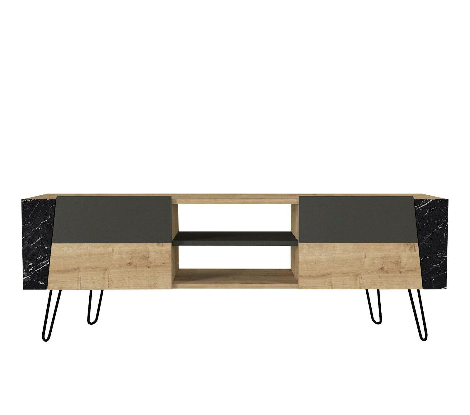 TV-LOWBOARD Fanten mit Metallfüße Safir Marmor Anthrazit - Beige/Anthrazit, Holzwerkstoff/Metall (150/52/36.8cm) - moebel17
