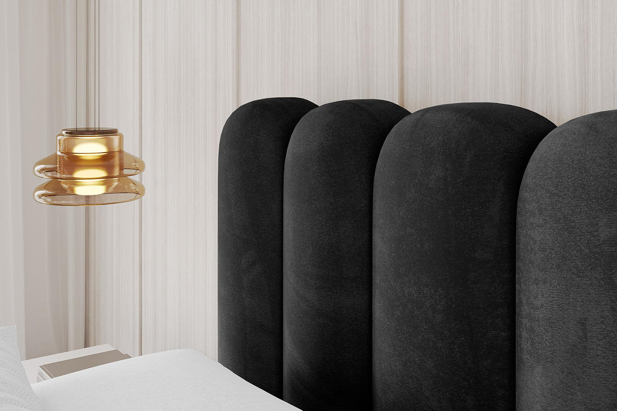 POLSTERBETT mit Bettkasten, Fußteil und Lattenrost, Boxbett ohne Matratze - SENA-Z 180x200 Schwarz - Schwarz, Holzwerkstoff/Textil (180/200cm) - ALTDECOR