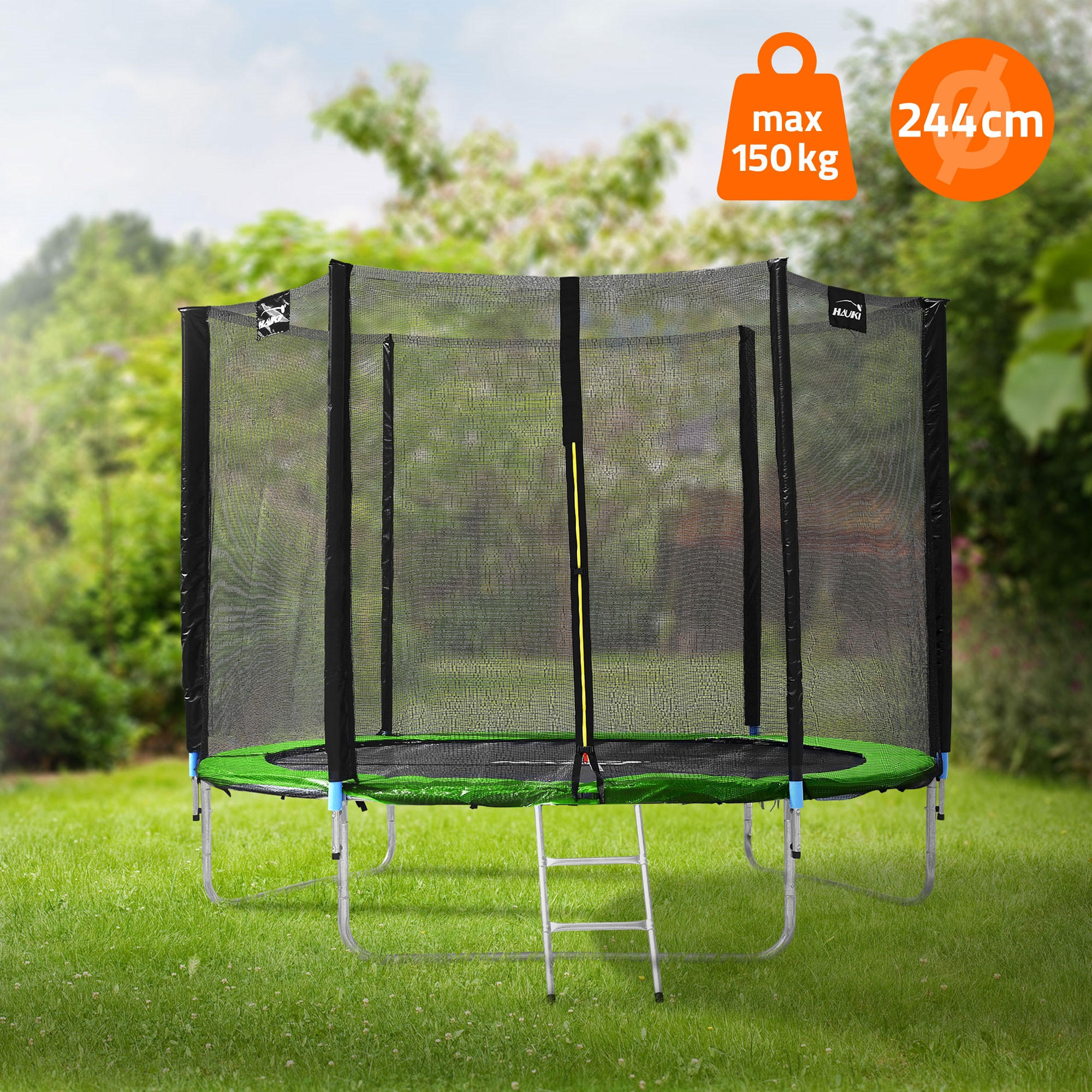 TRAMPOLIN 244 cm grün - Grün, Metall (244/239/244cm) - Hauki