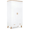 KLEIDERSCHRANK FRISK Skandinavischer Stil mit Schublade, weiß - Eichefarben/Weiß, Eichenholz/Holzwerkstoff (100/195/58cm) - KONSIMO®