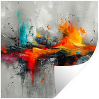WANDTATTOO Moderne Kunst - Orange - Grau - Abstrakt 50x50 cm - Hellgrau, Kunststoff (50/50/0.1cm) - MuchoWow