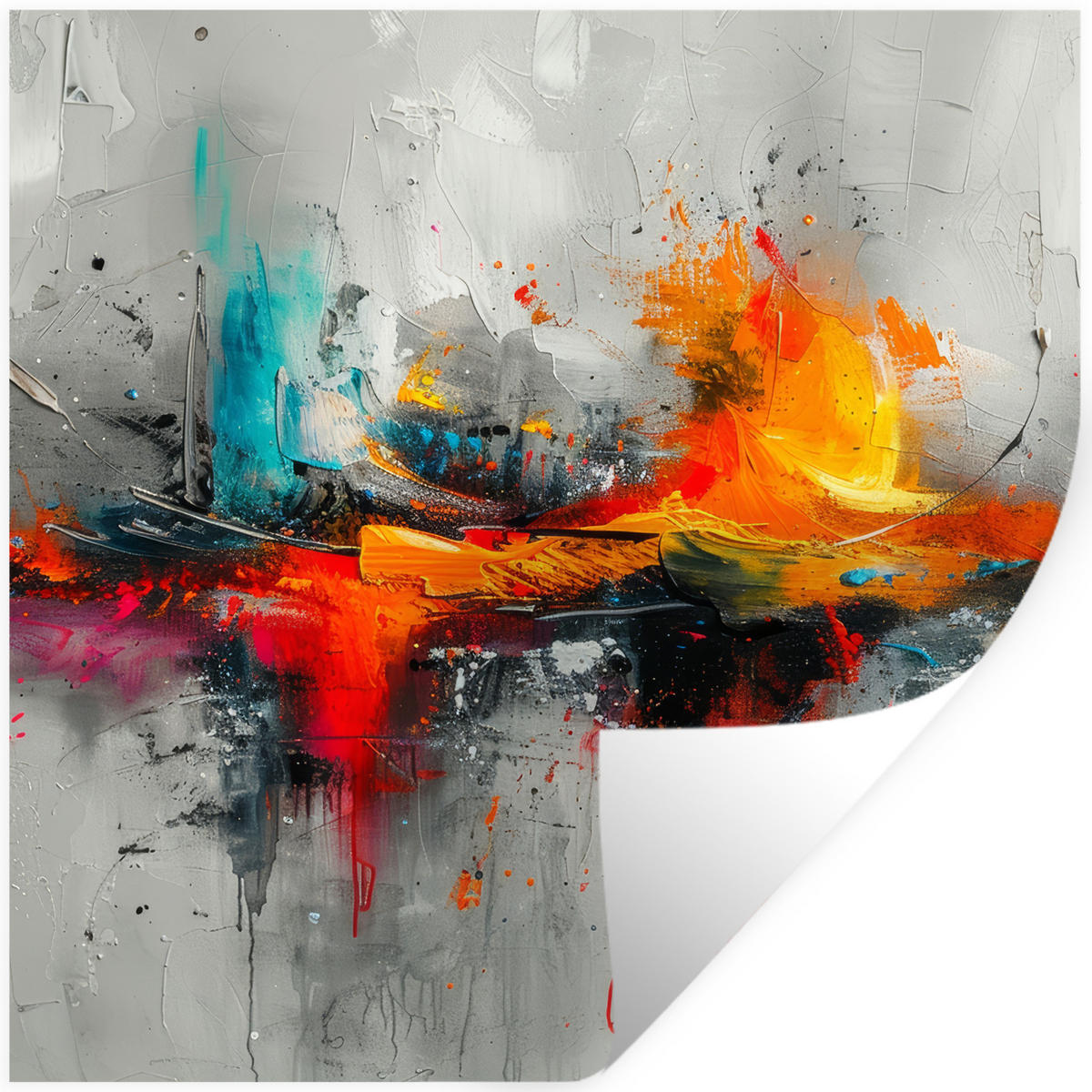 WANDTATTOO Moderne Kunst - Orange - Grau - Abstrakt 50x50 cm - Hellgrau, Kunststoff (50/50/0.1cm) - MuchoWow