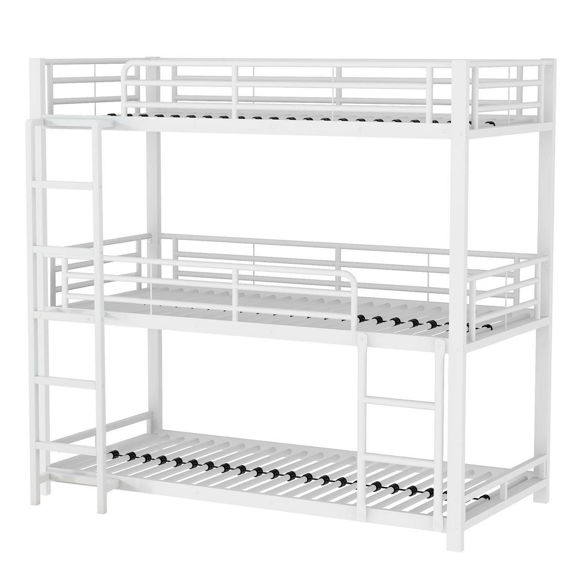 ETAGENBETT 90/200 cm weiß aus Metall Dreifachbett - Weiß, Metall (90/200cm) - OKWISH