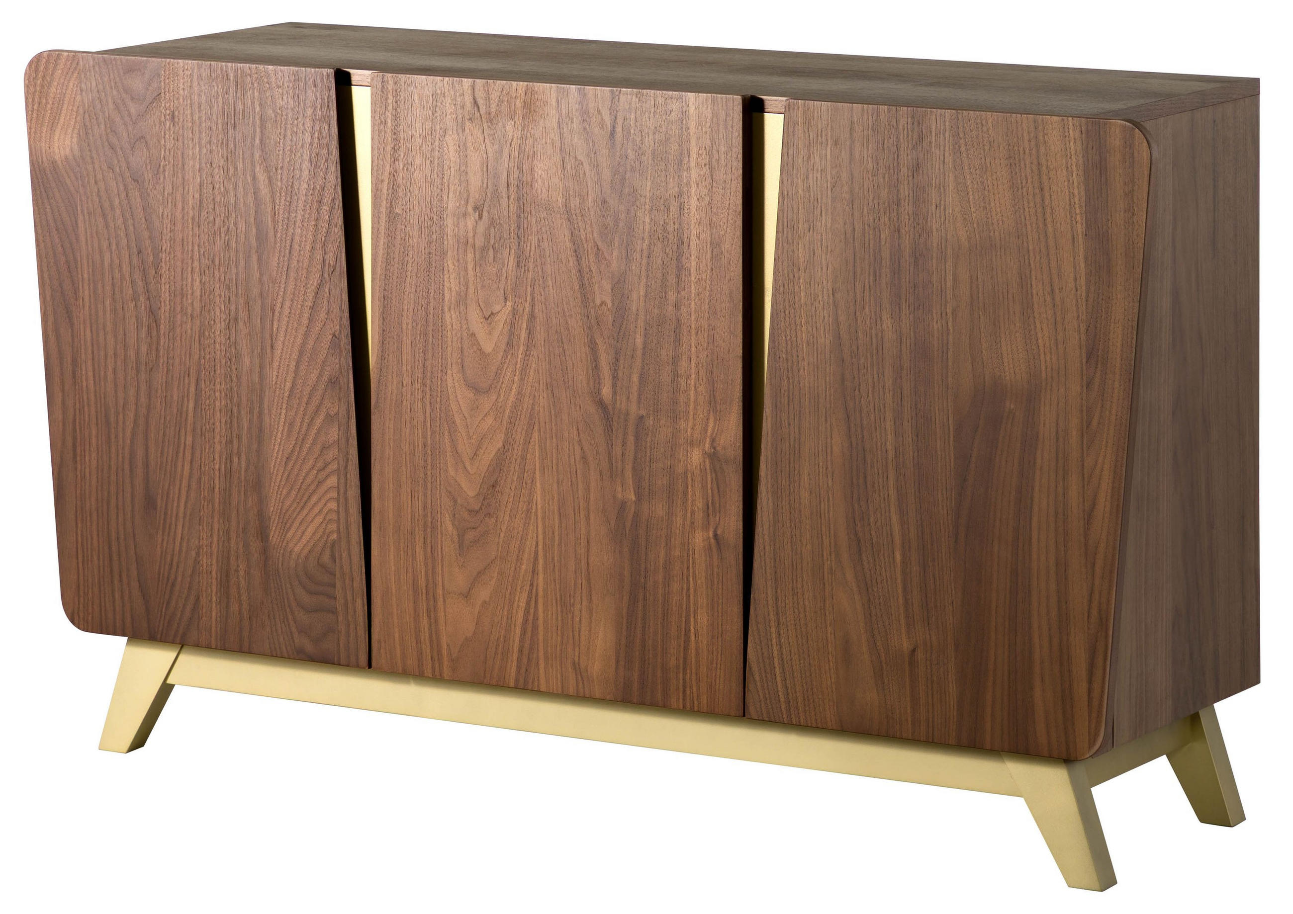 SIDEBOARD Nussbaum-Echtholzfurnier 150x45x85 braun lackiert BUTTERFLY #108 - Braun, Holz (150/85/45cm) - Massivmoebel24