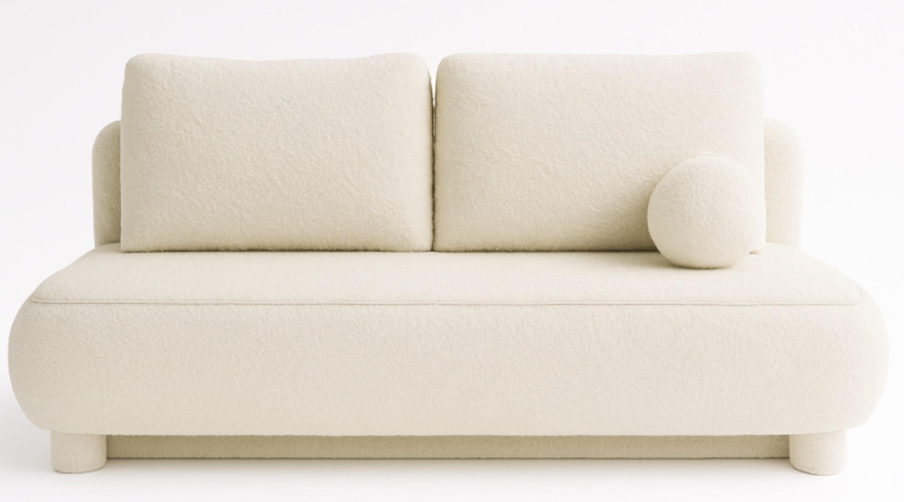 SITZSOFA Creme MAJA Mit Schlaffunktion Boucle - Ecru, Textil (206/96/96cm) - Sepro Meble