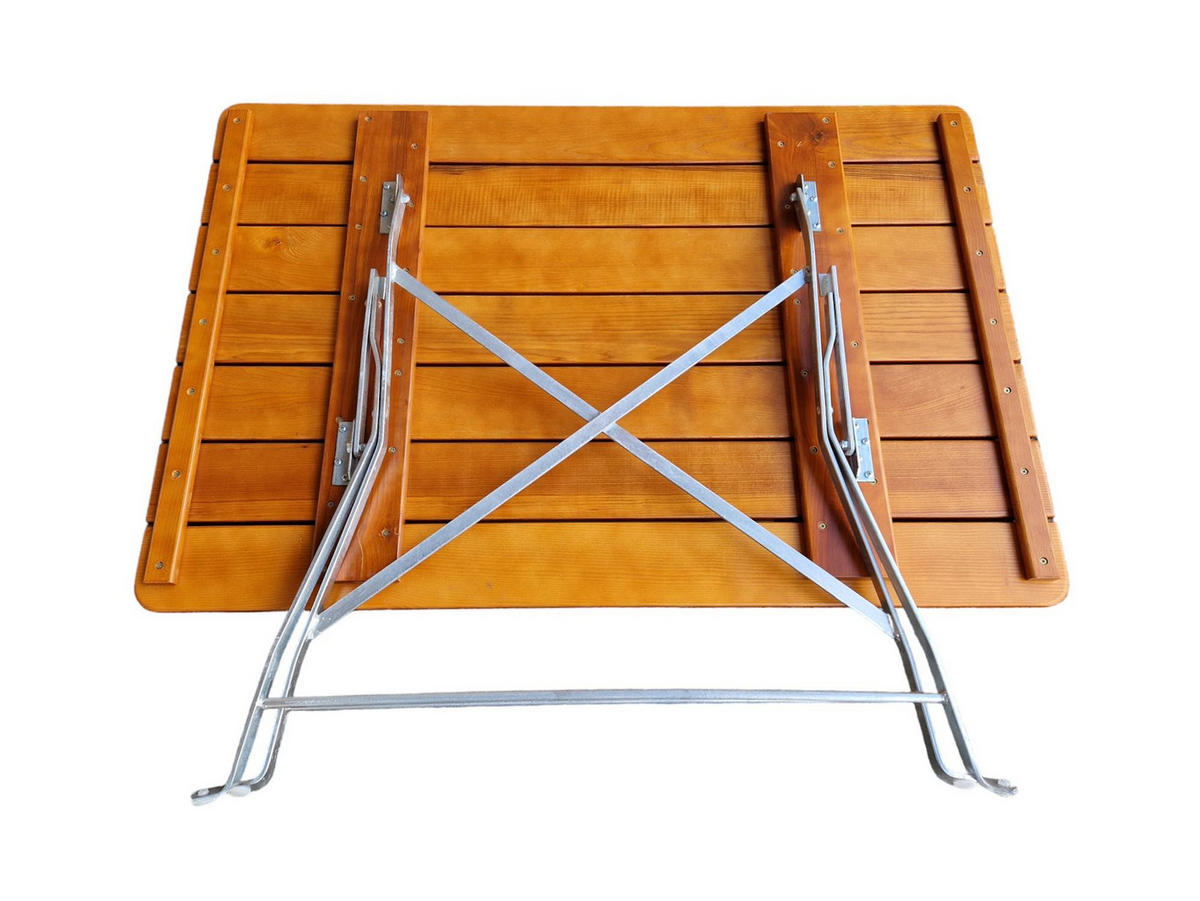 BIERGARTENTISCH BERGTAL 74x120x80cm Klappbar Eschenholz Silber/Braun 6 Peronen - Braun, Holz (80/120/74cm) - CHEFGASTRO