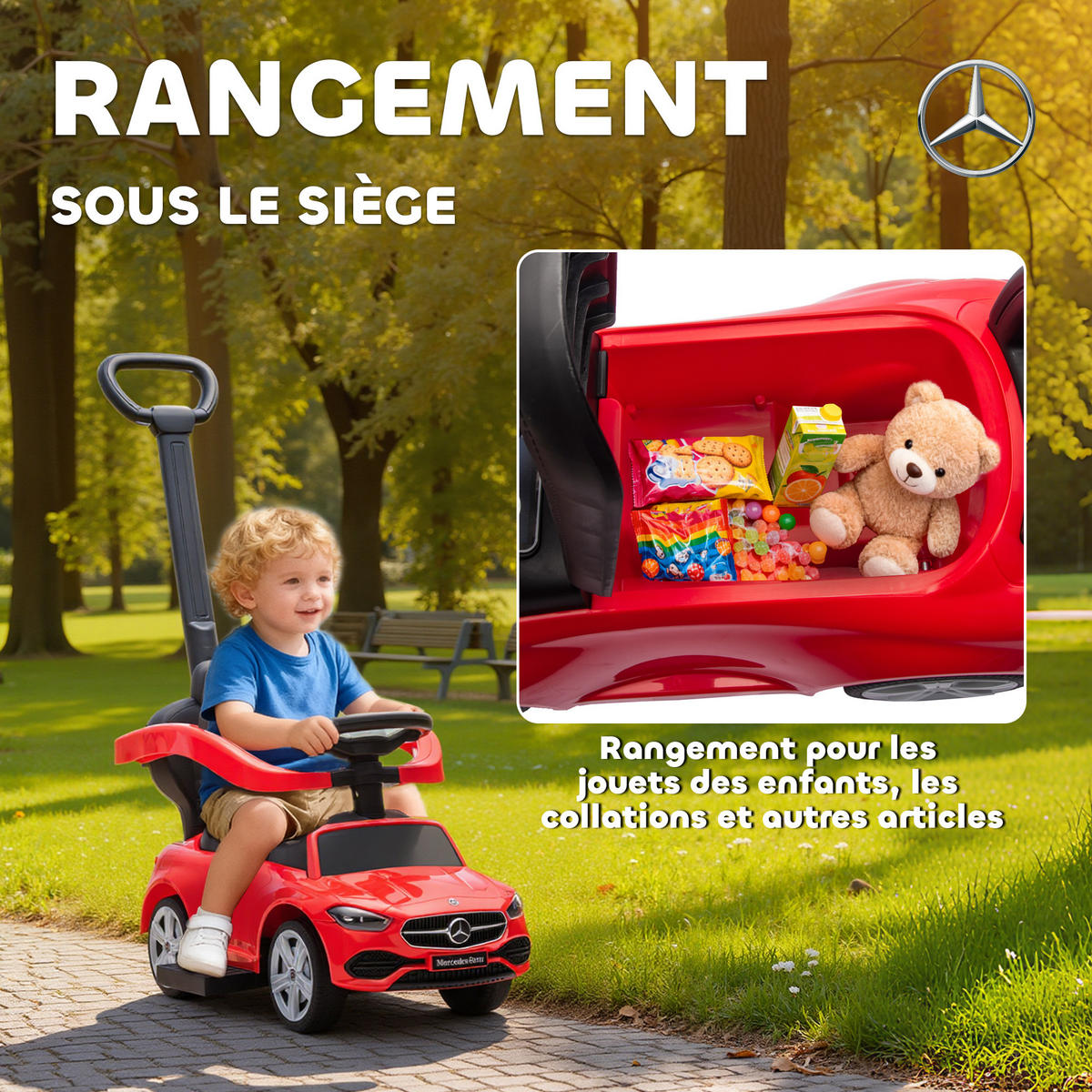 RUTSCHFAHRZEUG DE-16978 2-in-1 mit Schiebegriff und Hupe Schwarz - Rot, Kunststoff (91/40/83cm) - ComfortXL