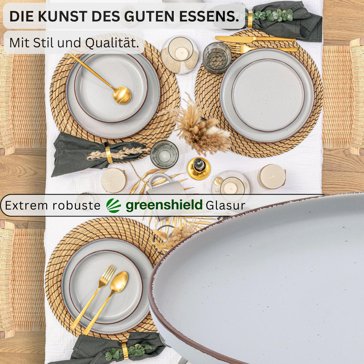 SPEISETELLER BOMBAY STONE - 4 teilig aus Steingut - Hellgrau, Stein (27cm) - Sänger