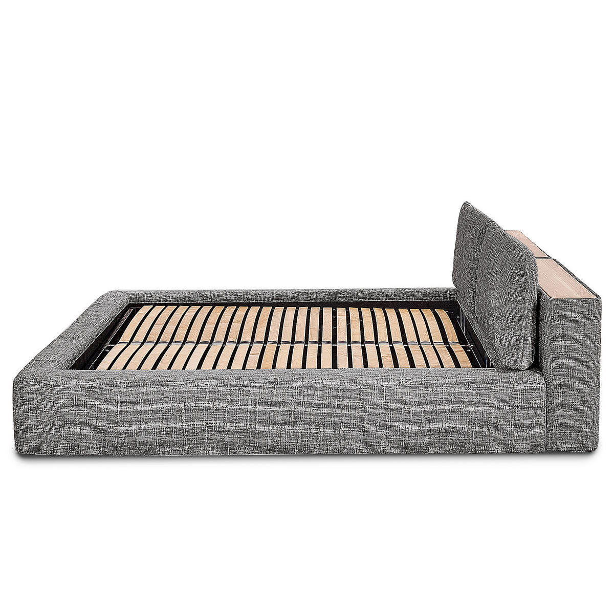POLSTERBETT - Graubraun, Textil (180/200cm) - home24