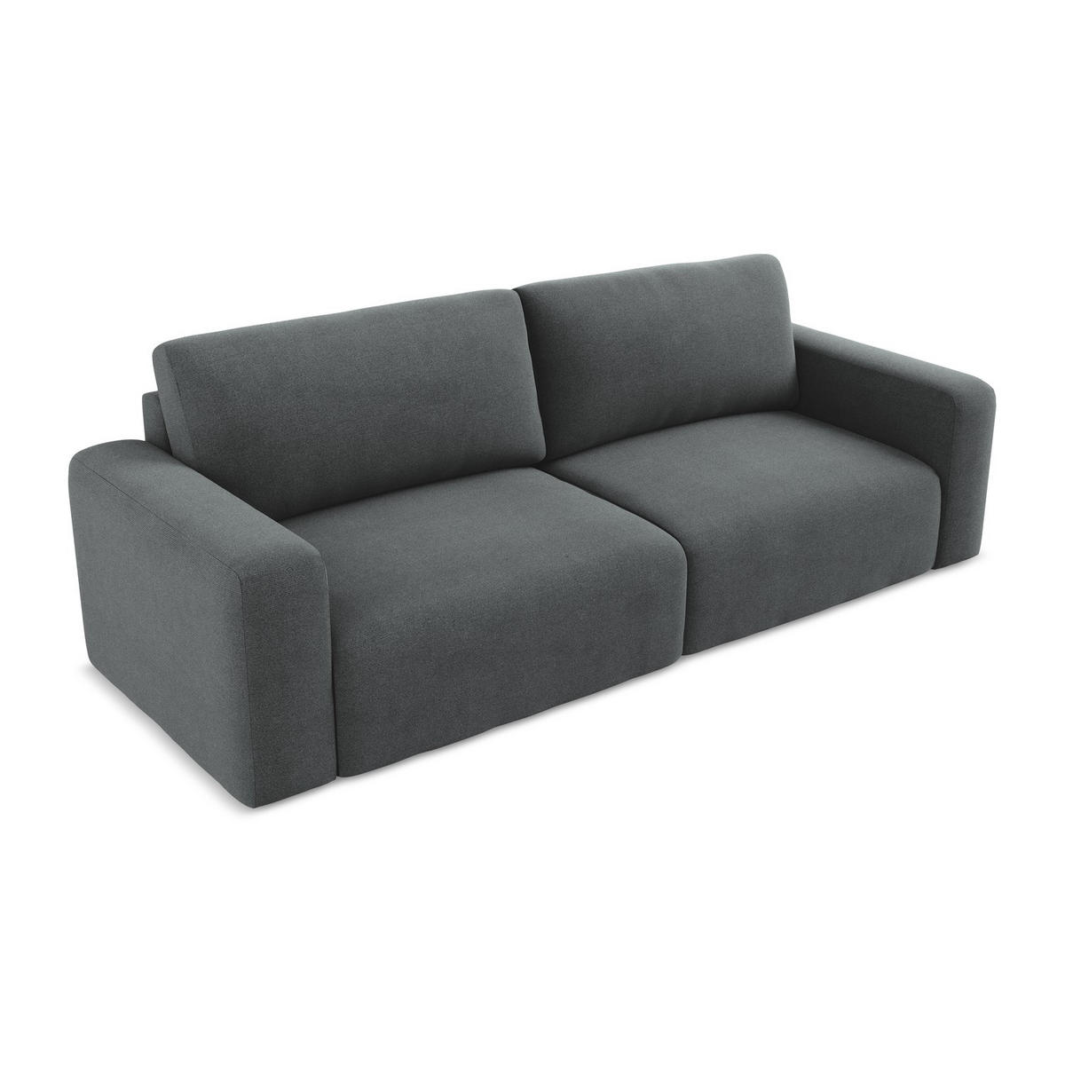 3-SITZER SOFA mit Schlaffunktion Strukturstoff Stoff Grau - Schwarz/Grau, Kunststoff/Textil (244/79/102cm) - LaMiaSofa