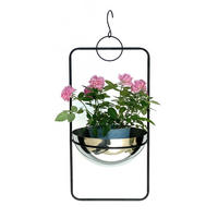 BLUMENAMPEL Schwarz mit Topf Silber Metall 67 cm 96083 L - Schwarz, Metall (25/12.5/25cm) - DanDiBo