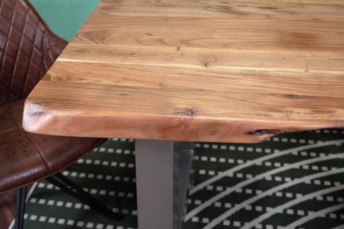 ESSTISCH CALI - Beige/Silberfarben, Holz/Metall (80/120/77cm) - SAM