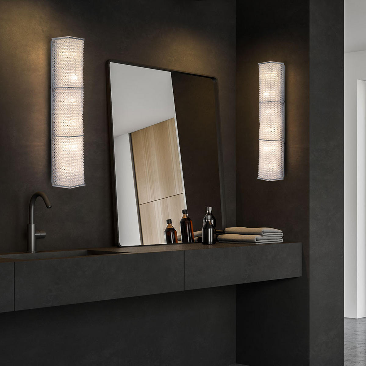 WANDLEUCHTE Caloy Silber Kristalloptik - Silberfarben, Metall (11.5/8/56cm) - Globo Lighting