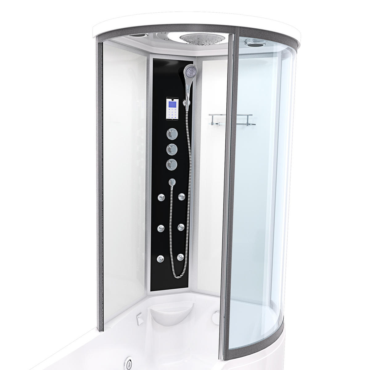 WHIRLPOOL Wanne Duschkabine ws K55-L03-WP-EC 170x1 - Weiß, Glas/Kunststoff (98/220/170cm) - AcquaVapore by Sandra Jentho