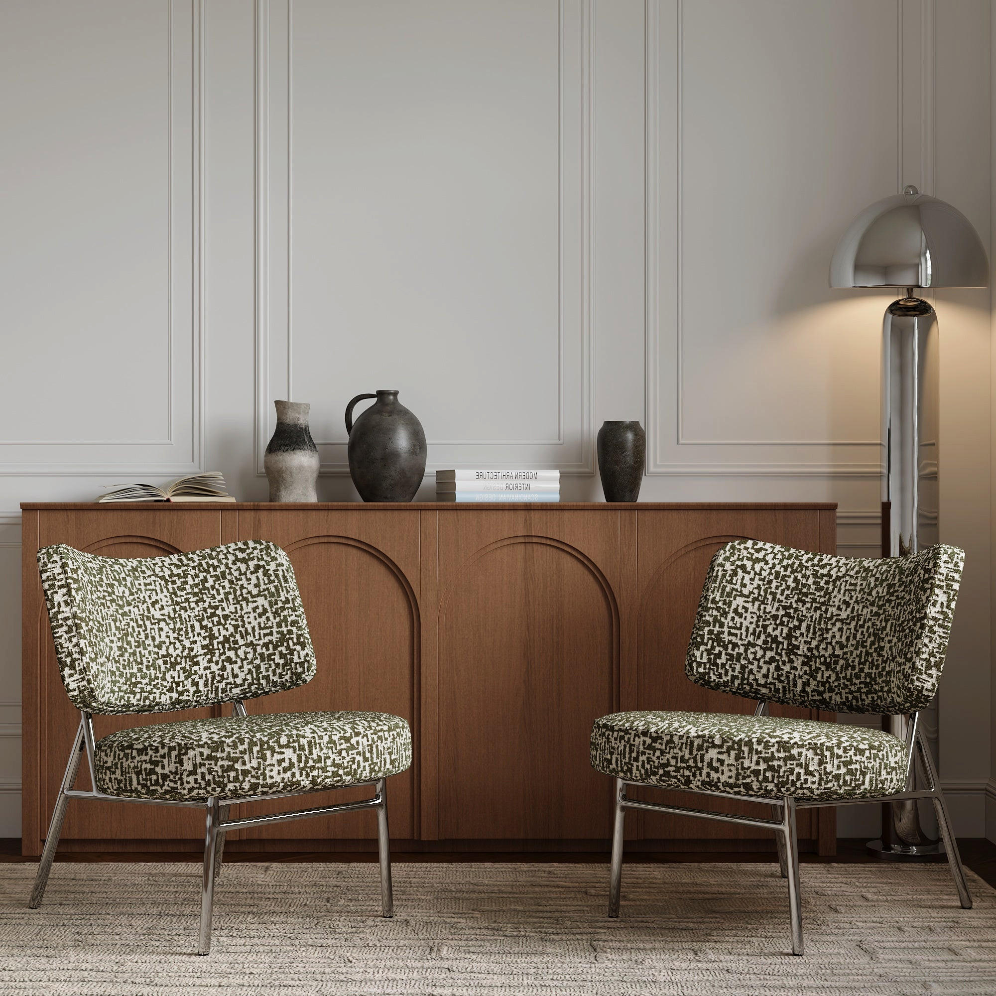 SESSEL Gemusterter texturierter Stoff 60cm - Olivgrün/Grün, Textil (60/70/71cm) - Sia Home