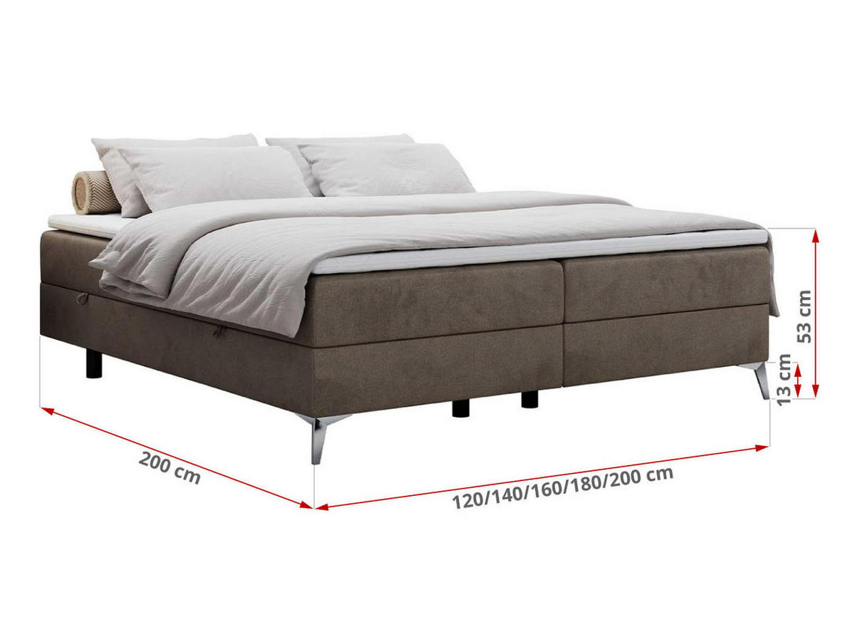 BOXBETT LESS 140/200 Braun Velvet - H4 - Braun, Holz/Textil (140/200cm) - MKS