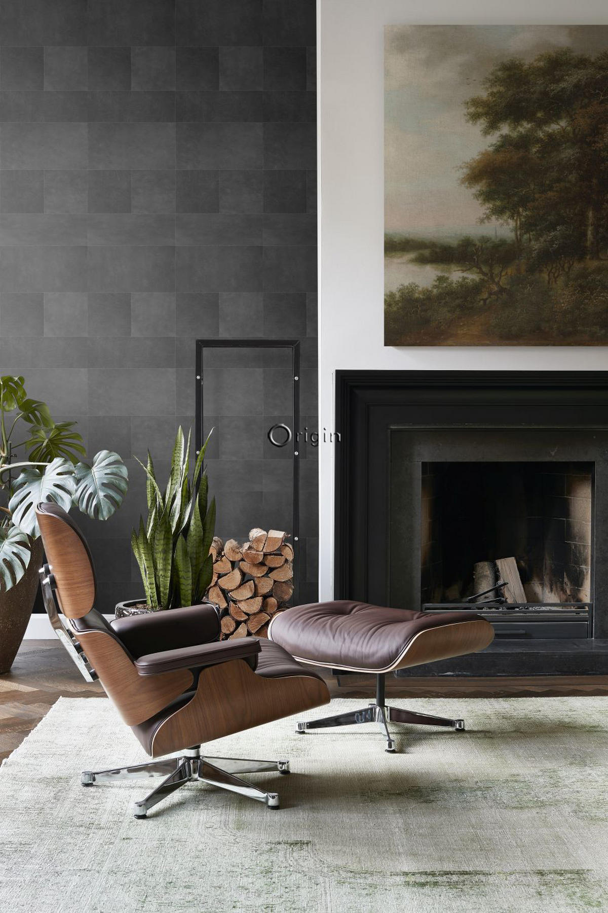 XXL-VLIESTAPETE Fliesenmuster mit Lederoptik 50 x 837 cm - Grau, Papier (50/837cm) - Origin Wallcoverings