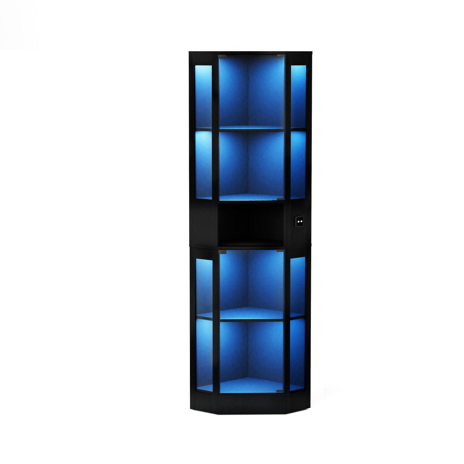 VITRINENSCHRANK,GLASVITRINE mit LED Beleuchtung und Stauraum Schwarz - Schwarz, Glas (57/165/40cm) - PARAFTA HOME