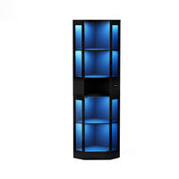 VITRINENSCHRANK,GLASVITRINE mit LED Beleuchtung und Stauraum Schwarz - Schwarz, Glas (57/165/40cm) - PARAFTA HOME