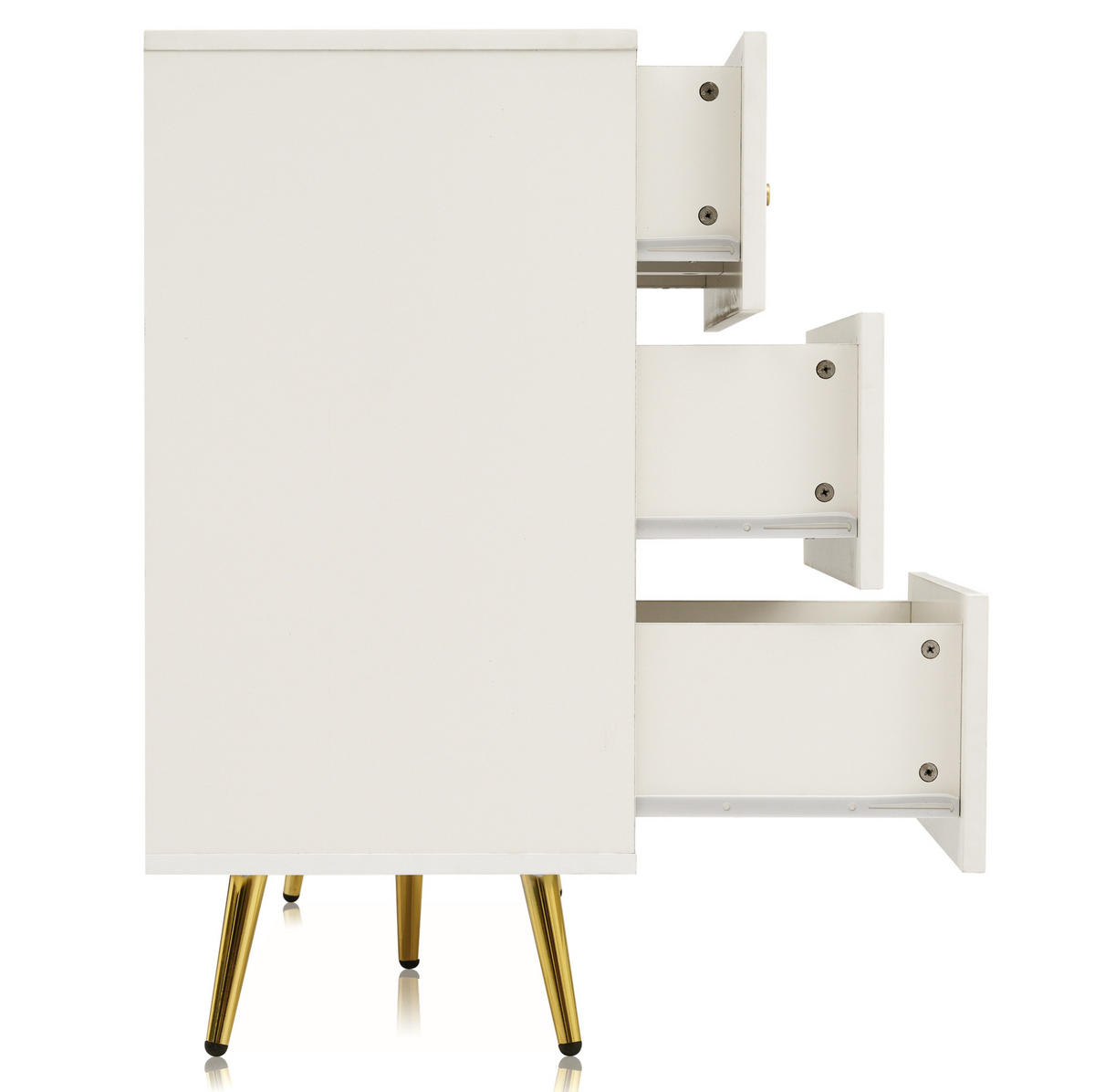 KOMMODE 120/40/85 cm in Creme-Weiß mit 6 Schubladen und Metallfüßen - Creme, Holz (120/40/85cm) - Flora Grace