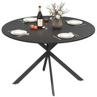 ESSTISCH DE-08435 Industriestil mit X-Stahlbeinen, Ø120 cm Schwarz - Schwarz, Holzwerkstoff (120/120/75cm) - ComfortXL