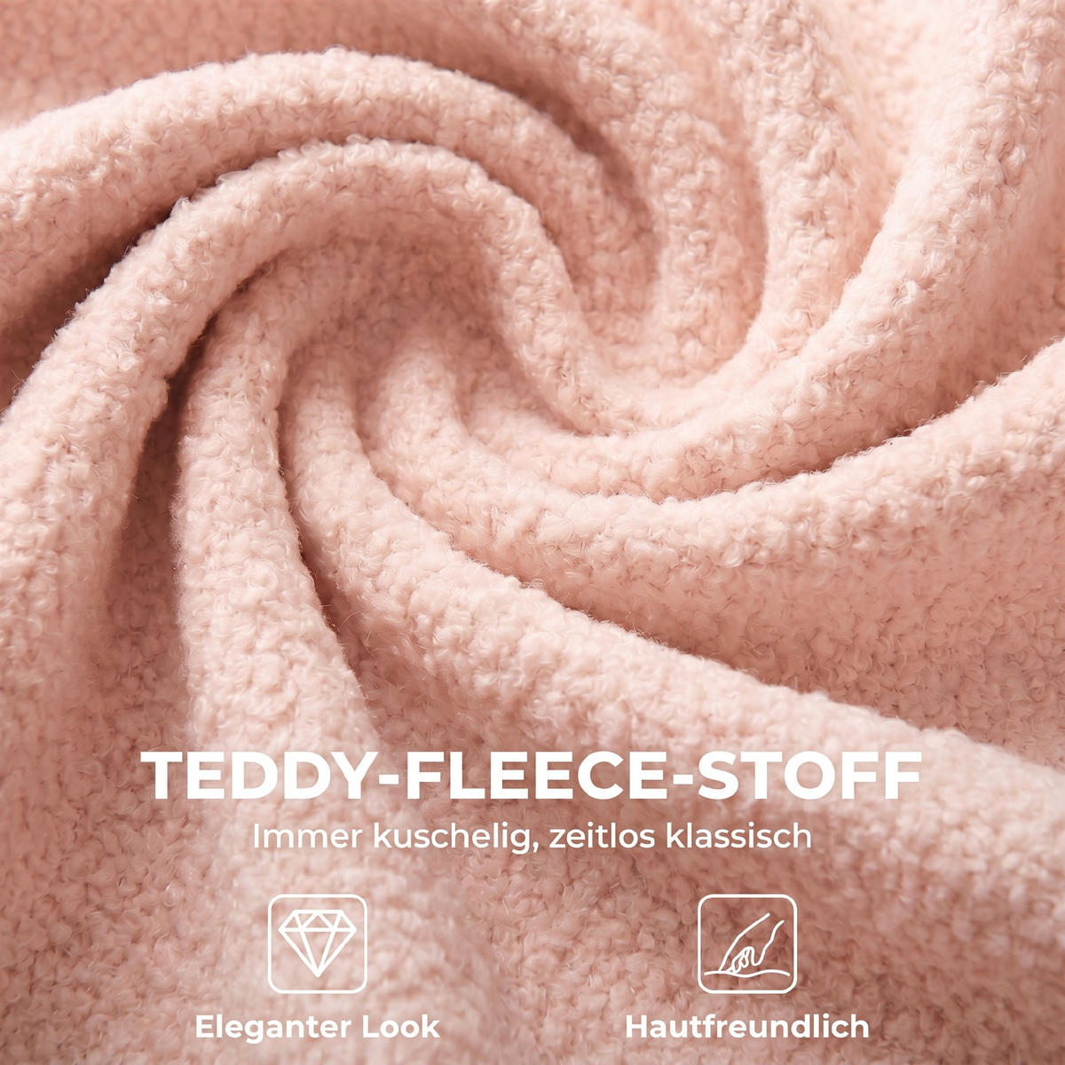 BÜROSTUHL Teddyfleece (100 % Polyester) Rosa - Schwarz/Rosa, Textil/Metall (52/84.5/59cm) - HOMCOM