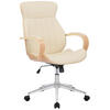 DREHSTUHL Lederlook natura/creme - Chromfarben/Eukalyptusholzfarben, Textil/Metall (63/100/68cm) - CLP
