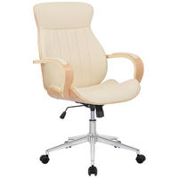 DREHSTUHL Lederlook Natura/Creme - Chromfarben/Eukalyptusholzfarben, Textil/Metall (63/100/68cm) - CLP