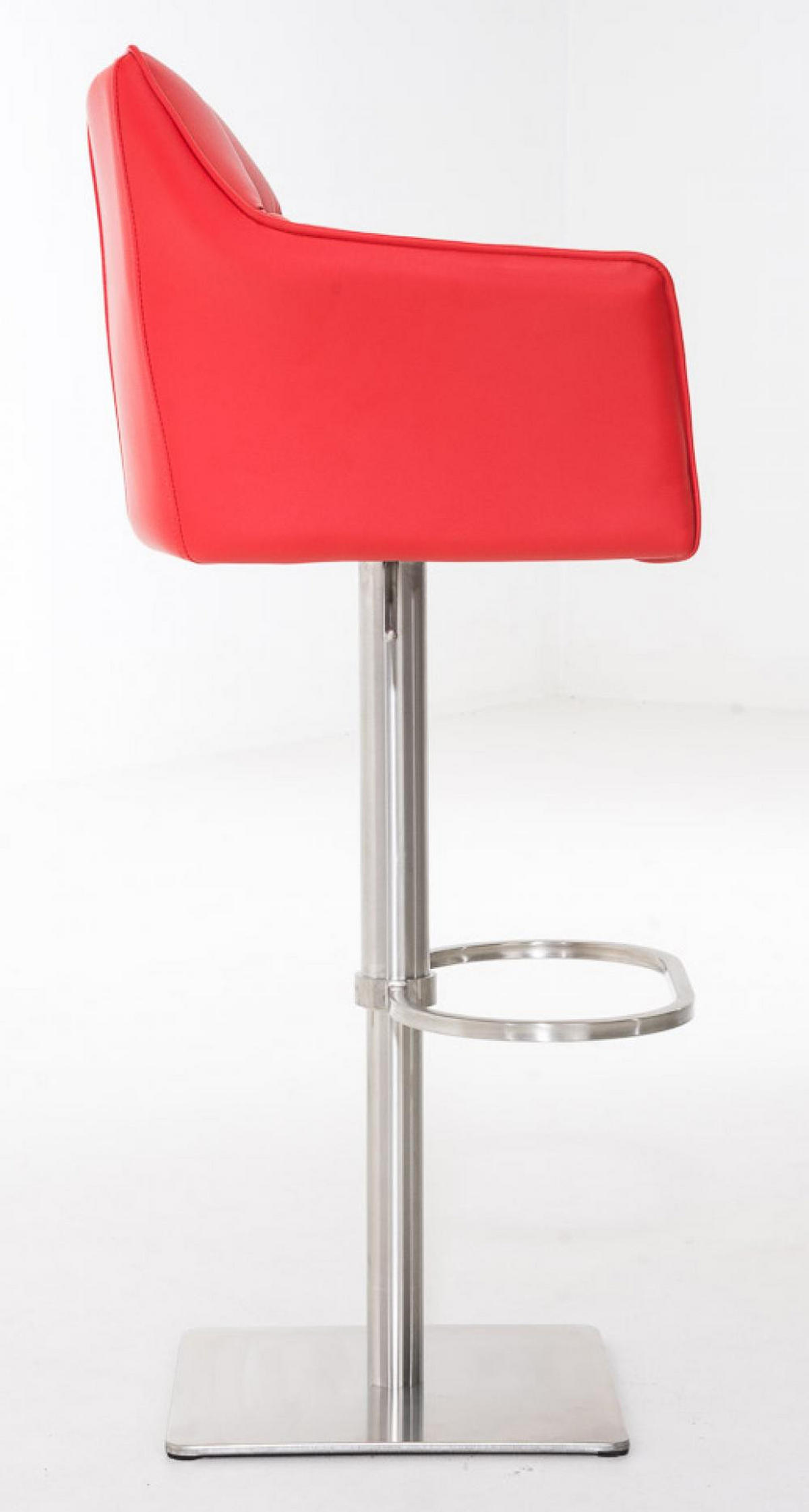 BARHOCKER 2er Set Lederlook Rot - Edelstahlfarben/Rot, Textil/Metall (64/88/45cm) - CLP