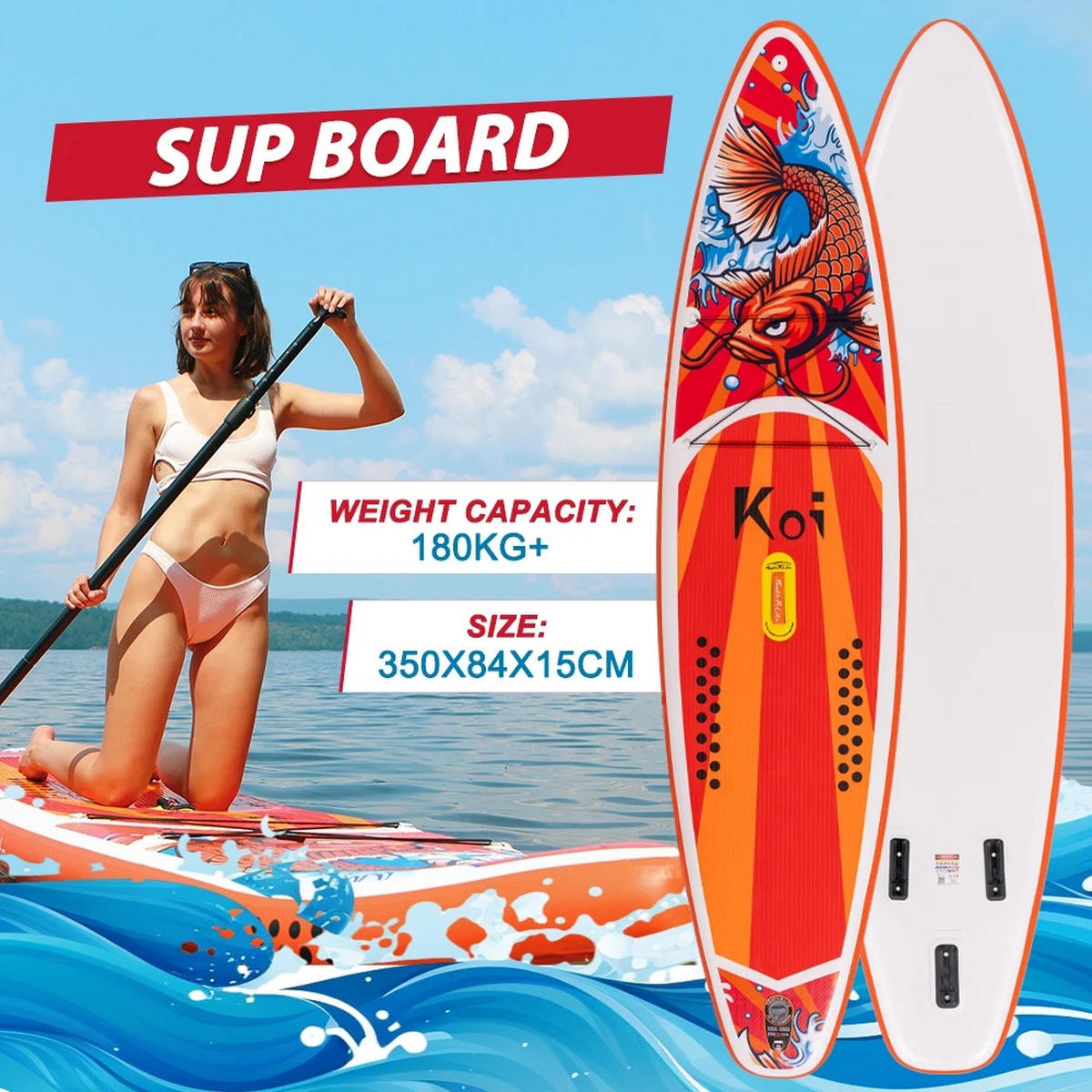STAND-UP PADDLE BOARD SUPFR01E 350*84*15 - Orange, Kunststoff (84/350cm) - Kaket