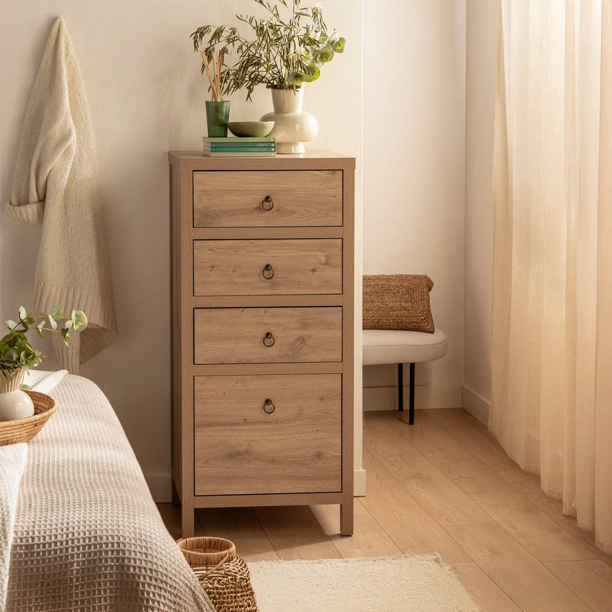 KOMMODE SCHMALE Livorno Natürlich 55 cm x 120 cm - Naturfarben, Holzwerkstoff (55/120/45cm)