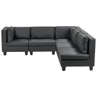 COLȚAR modul cu 5 locuri pe partea stângă negru piele ecologică Unstad - negru, material plastic (228/228cm) - Beliani