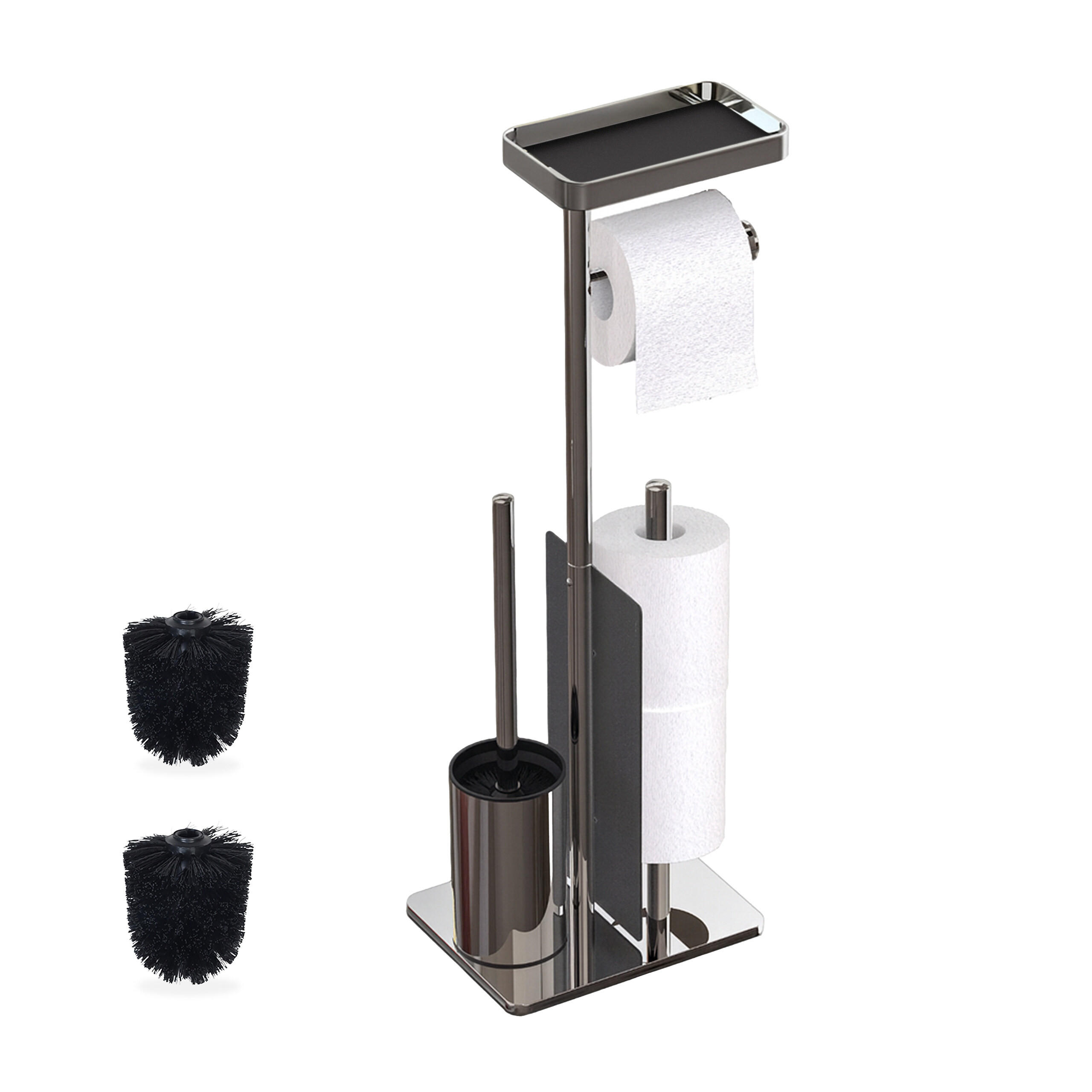 WC-GARNITUR - Silberfarben, Kunststoff/Metall (22/75/20cm) - Relaxdays