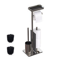 WC-GARNITUR - Silberfarben, Kunststoff/Metall (22/75/20cm) - Relaxdays
